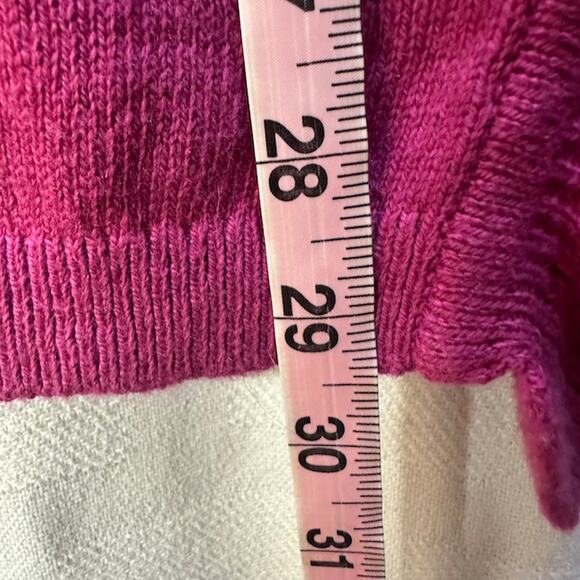 Lands End Women's Cardigan Raspberry Ruffle Front Open Cotton Wool Blend M 10-12 - Picture 7 of 7